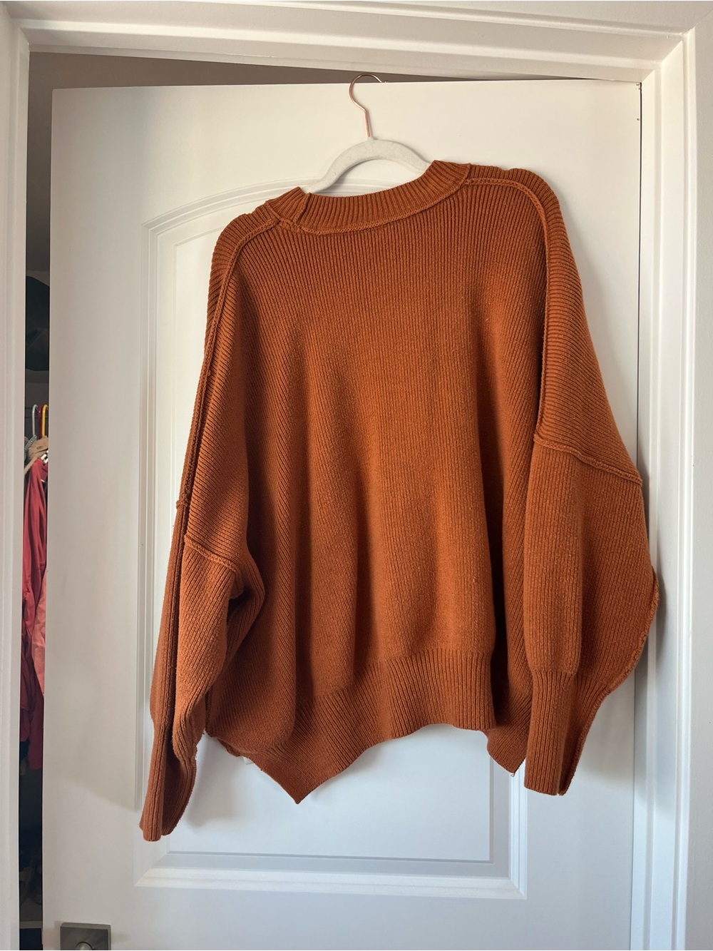 Free People Women’s Oversized Crewneck Sweater - Rust - Picture 3 of 3